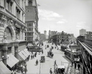 Circa  Herald Square New York With Times Square in the distance and the New York Times building going up at center